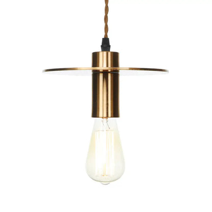 Lámpara colgante de techo de bronce envejecido - Diseño de disco/cúpula/cono, una bombilla, ideal para el comedor