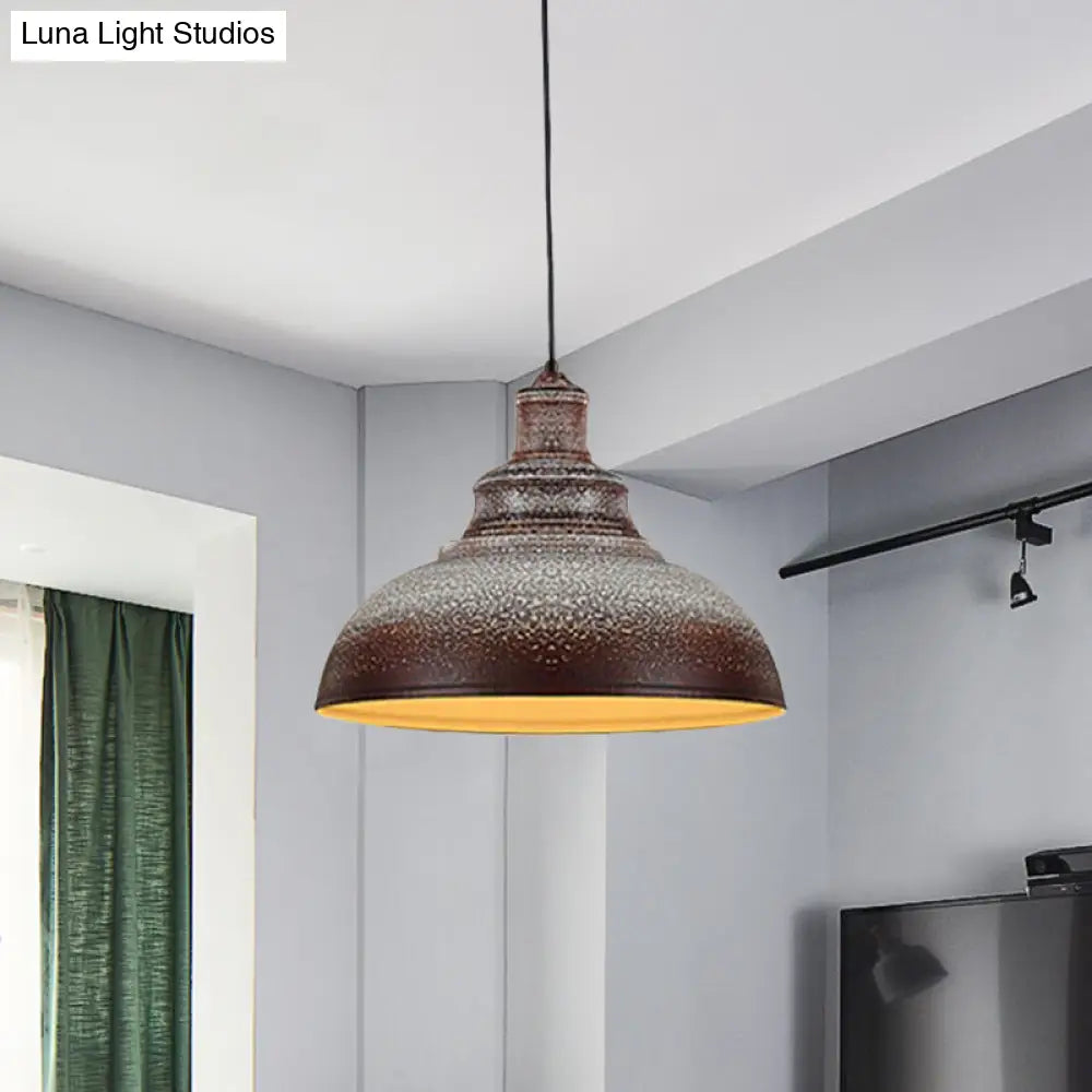 Antiqued Metal Barn Pulley Pendant Lamp - Blue/Rust Ceiling Lighting for Dining Room