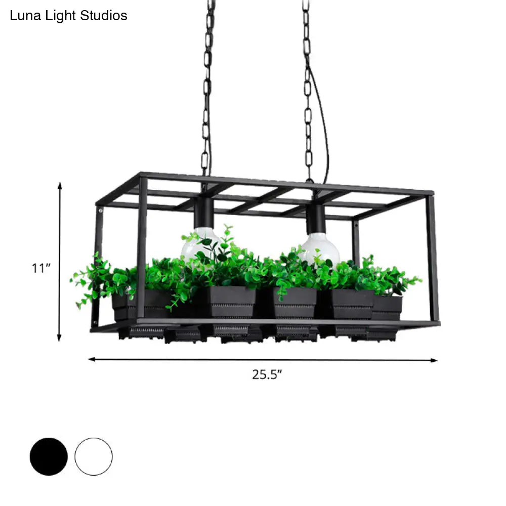 DecorBites™ Antiqued Metal Island Lamp: 2 Heads, Black/White, Hanging Ceiling Light for Restaurants - 21.5"/25.5" Long