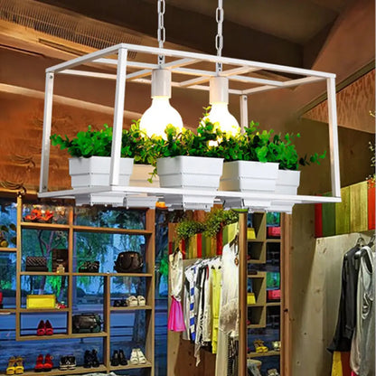 DecorBites™ Antiqued Metal Island Lamp: 2 Heads, Black/White, Hanging Ceiling Light for Restaurants - 21.5"/25.5" Long