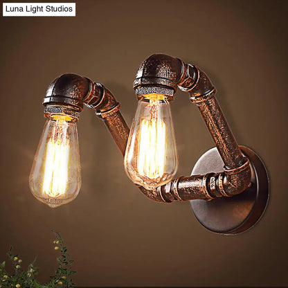 Lámpara de pared con acabado envejecido y óxido metálico - Aplique de pared de estilo vintage de 2 luces para cafetería