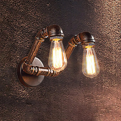 Lámpara de pared con acabado envejecido y óxido metálico - Aplique de pared de estilo vintage de 2 luces para cafetería