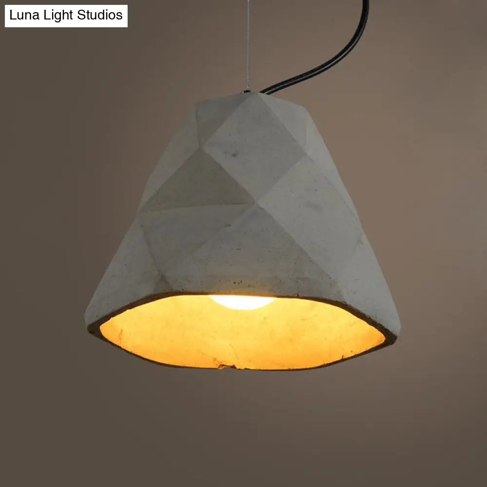 Antiqued Mini Pendant Light with Cement Shade - Grey, 7"/10" W, Perfect for Restaurants