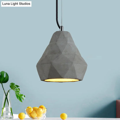 Antiqued Mini Pendant Light with Cement Shade - Grey, 7"/10" W, Perfect for Restaurants