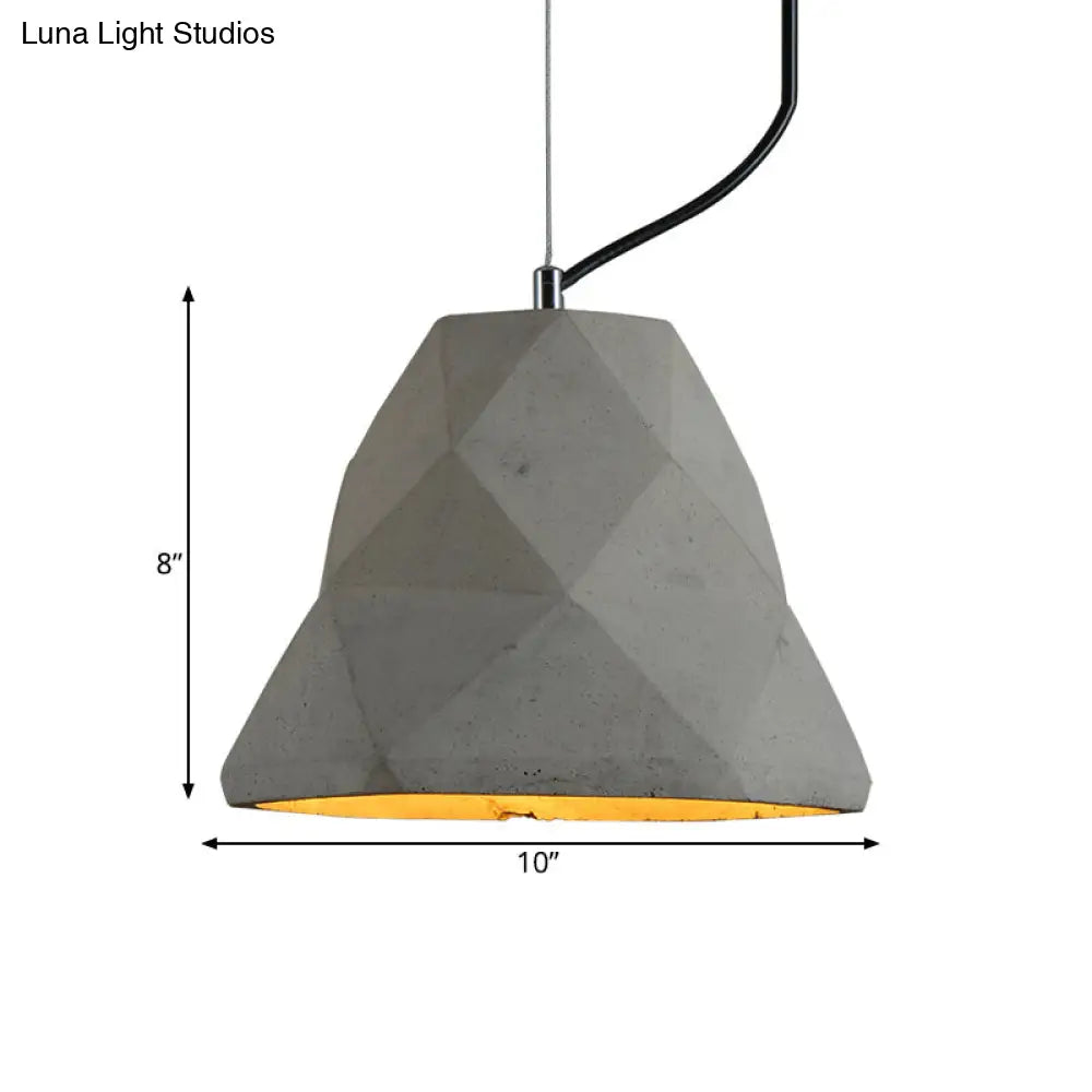 Antiqued Mini Pendant Light with Cement Shade - Grey, 7"/10" W, Perfect for Restaurants