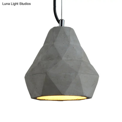 Antiqued Mini Pendant Light with Cement Shade - Grey, 7"/10" W, Perfect for Restaurants