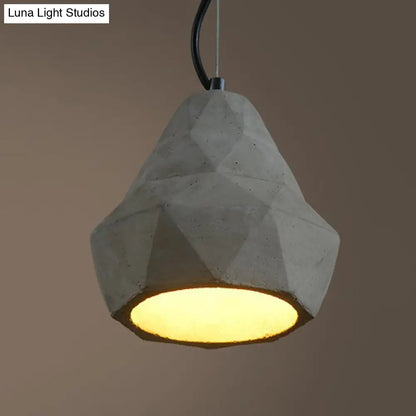 Antiqued Mini Pendant Light with Cement Shade - Grey, 7"/10" W, Perfect for Restaurants