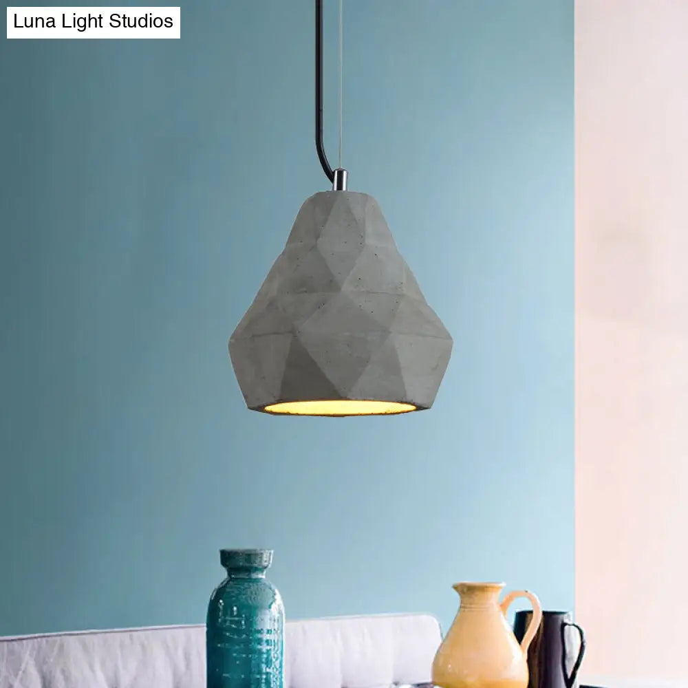 Antiqued Mini Pendant Light with Cement Shade - Grey, 7"/10" W, Perfect for Restaurants