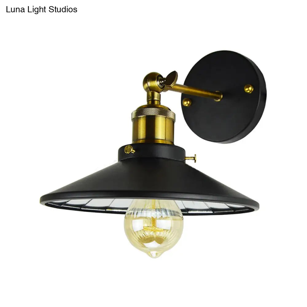 مصباح حائط عتيق ذو شعلة عريضة - مصباح حائطي للمطاعم (أسود)