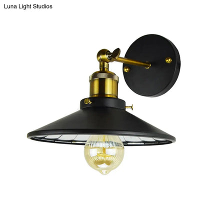 مصباح حائط عتيق ذو شعلة عريضة - مصباح حائطي للمطاعم (أسود)