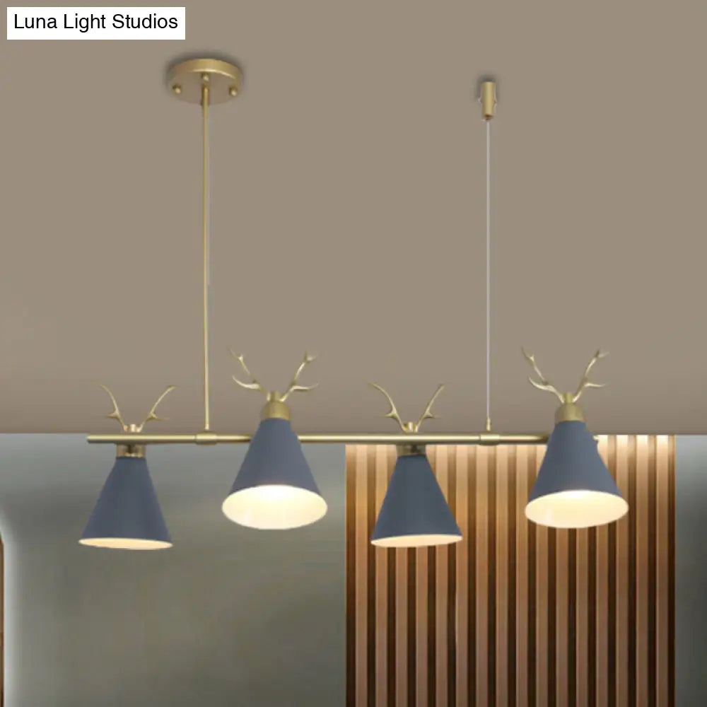 ثريا ديكوربايتس™ بتصميم قرون الوعل - إضاءة جزيرة المطعم (أسود، رمادي، أبيض)