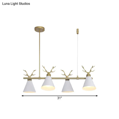 ثريا ديكوربايتس™ بتصميم قرون الوعل - إضاءة جزيرة المطعم (أسود، رمادي، أبيض)