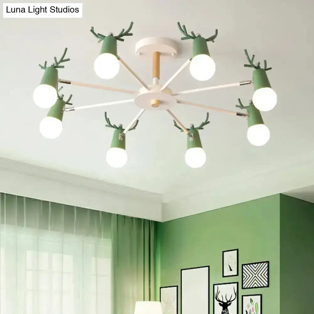 DecorBites™ DecorBites™ Antler Semi Mount Ceiling Light with Sleek Metal Fixture and Exposed Bulb Design