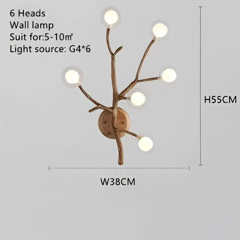 Bronze-colored antler style pendant light with six spherical glass bubble led bulbs for dining room decorbites glass bubble