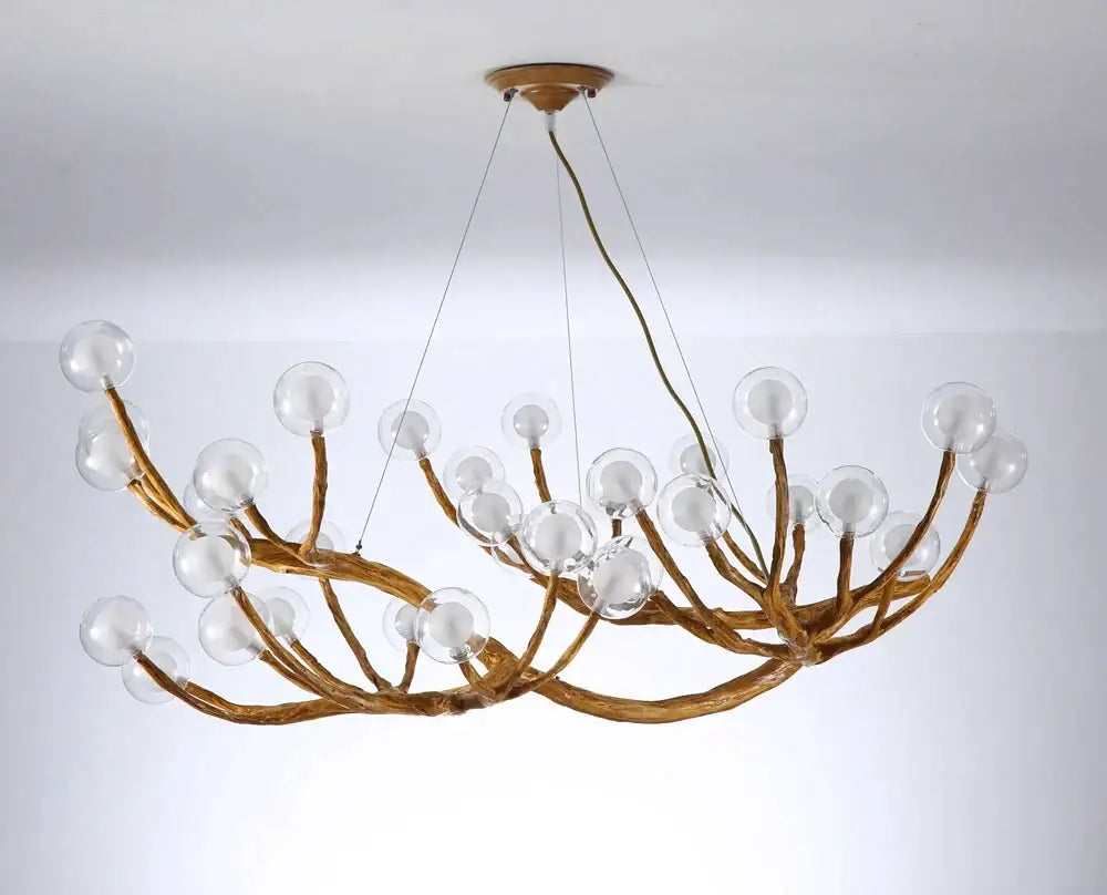 Golden branch-style dark brown glass bubble led pendant light with clear globe bulbs for dining room decorbites glass bubble