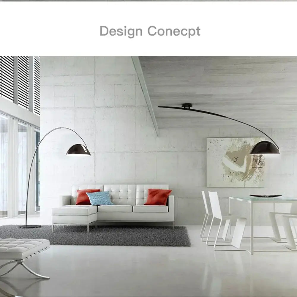 Modern black floor lamp with arched design and decorbites aluminum shade for stylish living room lighting