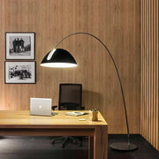 Black arched floor lamp with decorbites aluminum shade black and sleek metallic finish for living room decor