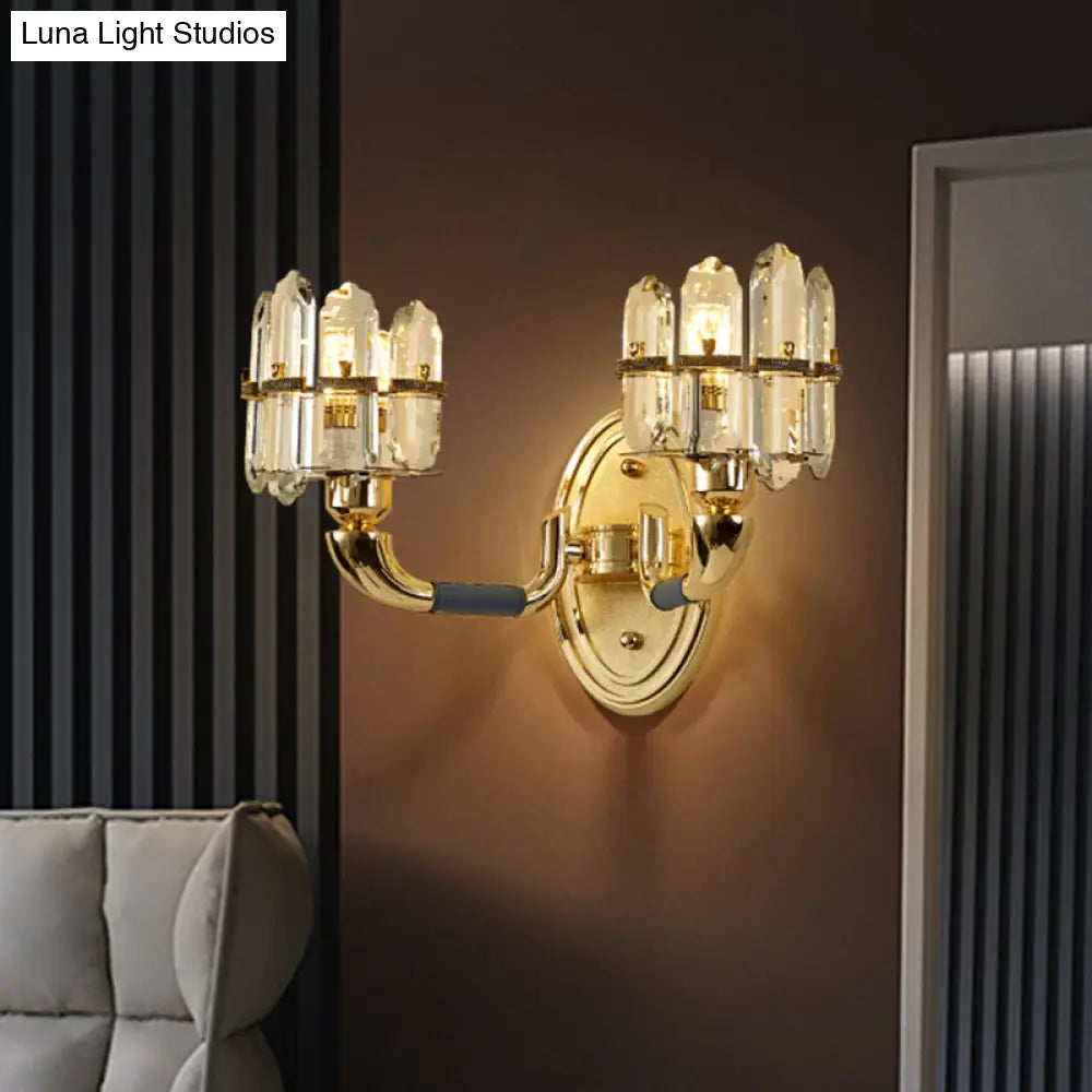 مصباح حائط مقوس من DecorBites™: إضاءة بجانب السرير بلوحة كريستالية عصرية (أزرق/ذهبي)