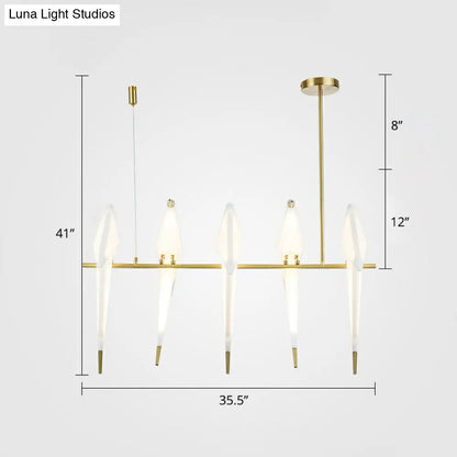 DecorBites™ Art Deco Acrylic Bird Island Pendant Light with 5 White and Gold LED Bulbs