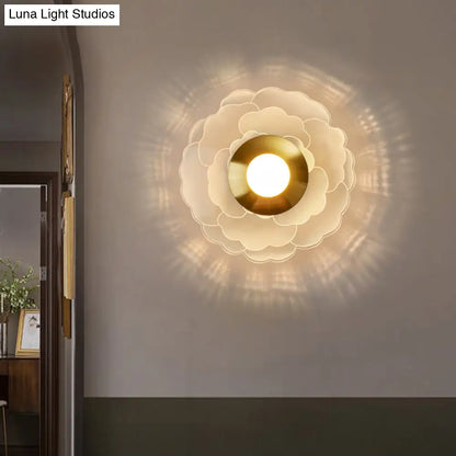 ديكوربايتس™ مصباح حائط LED من الأكريليك بتصميم آرت ديكو مع تصميم زهرة شفافة لغرفة المعيشة