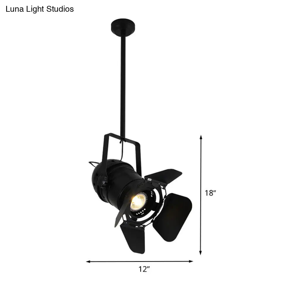 Art Deco Black Camera Shaped Hanging Pendant Lamp for Coffee House - Metallic Spotlight