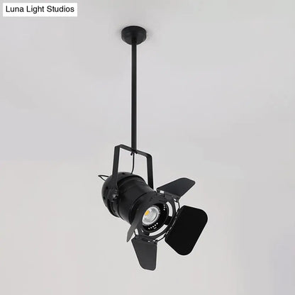 Art Deco Black Camera Shaped Hanging Pendant Lamp for Coffee House - Metallic Spotlight