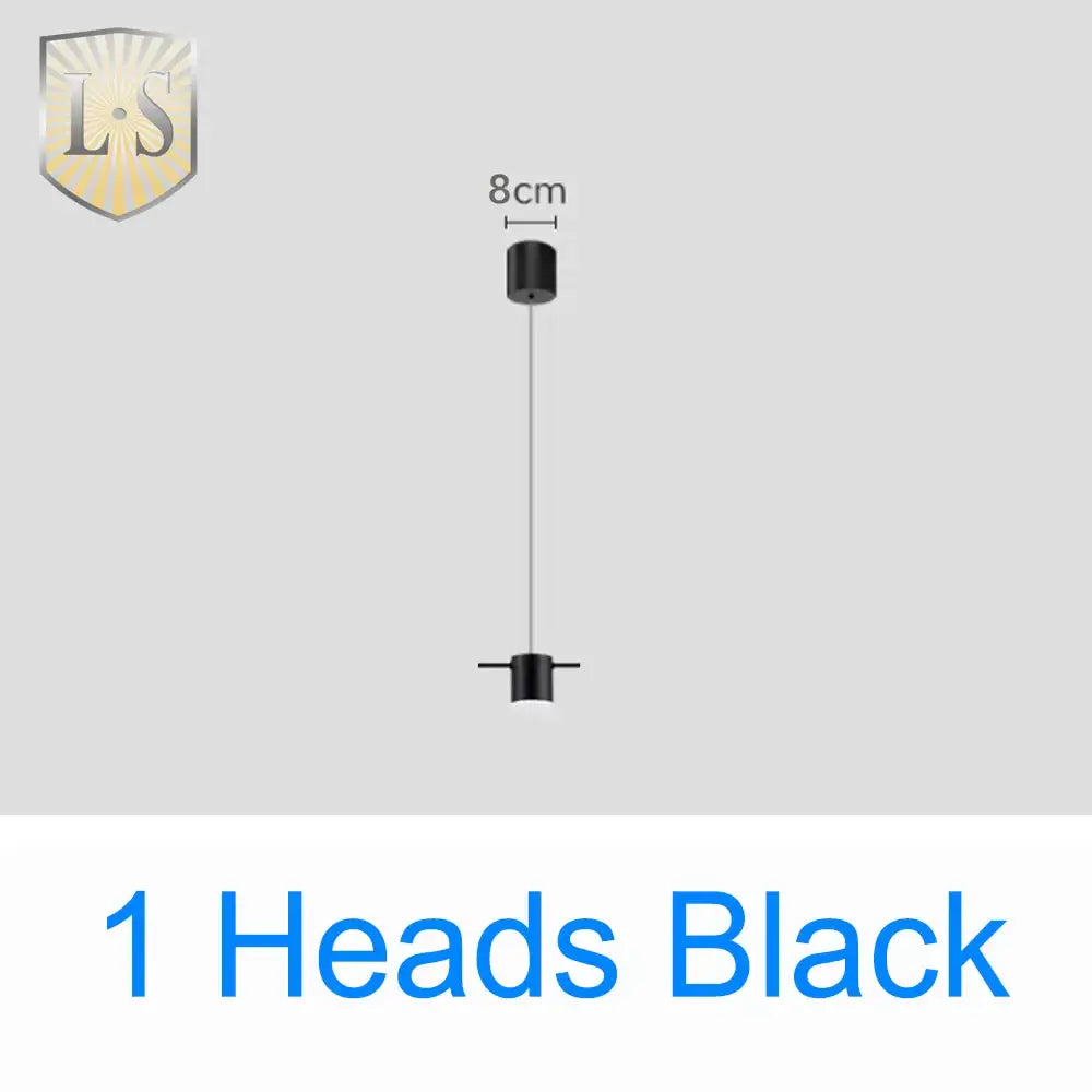 Black minimalist art deco pendant light with sleek cylindrical design and thin cord for dining room light sources