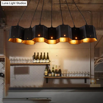 ديكوربايتس™ مصباح سقف على شكل جزيرة قرص العسل باللون الأسود المعدني من آرت ديكو لغرفة الطعام