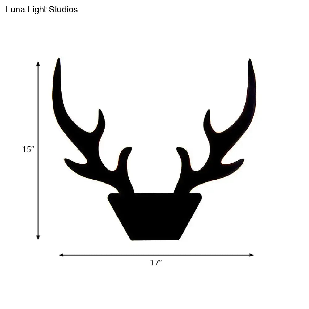 Art deco black antler light fixture wall sconce 15 inch tall 17 inch wide for bedroom decor