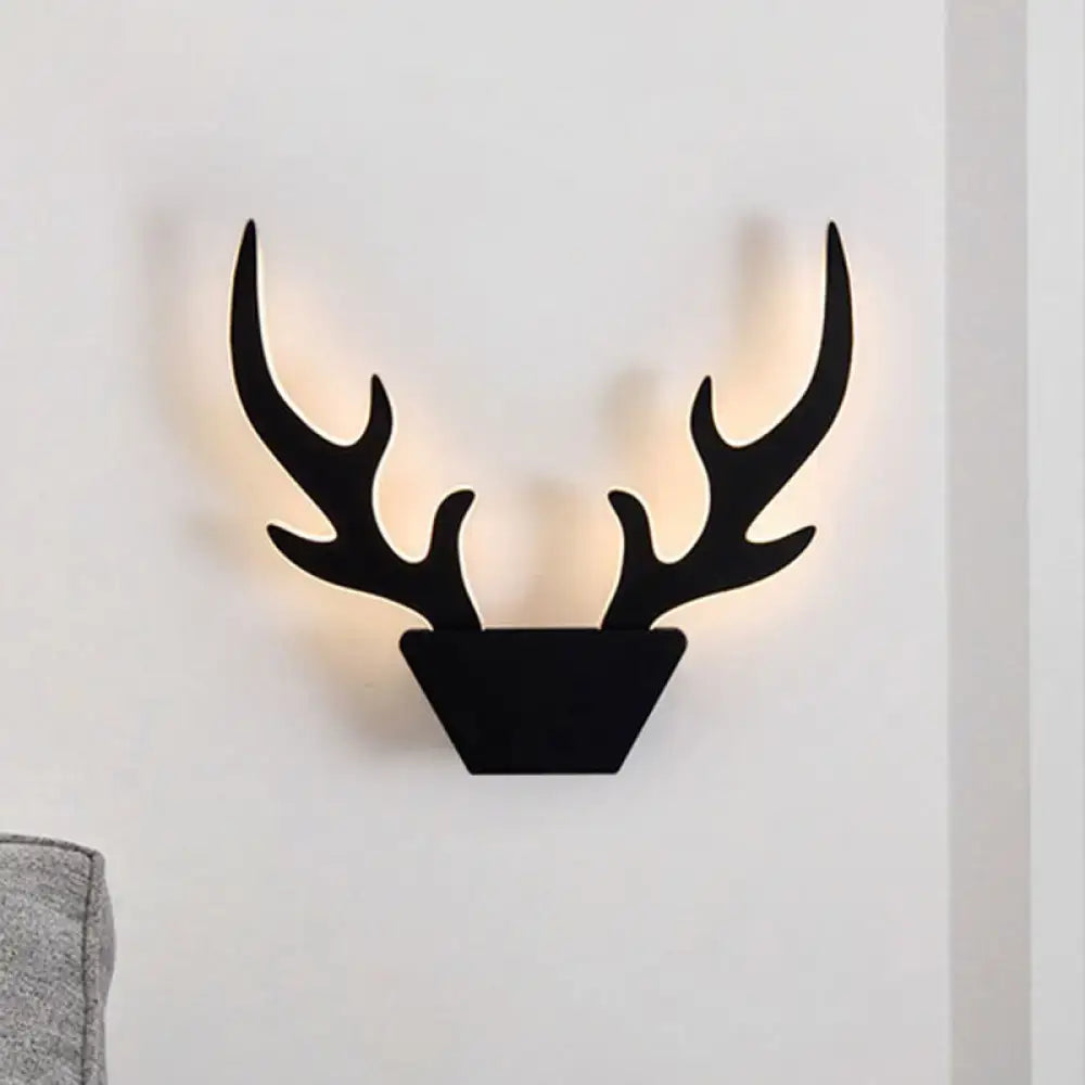Art deco black deer antler light fixture wall sconce with warm glowing light for bedroom inch fixture