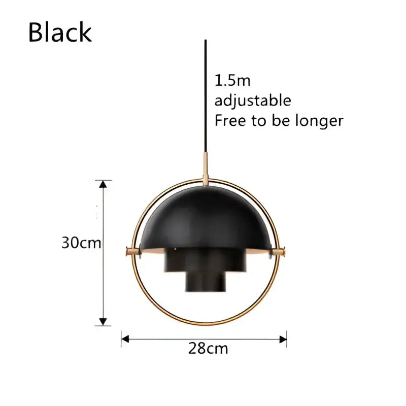 Art deco brass flower pendant light with black matte finish and gold frame featuring adjustable cord pendant for dining room