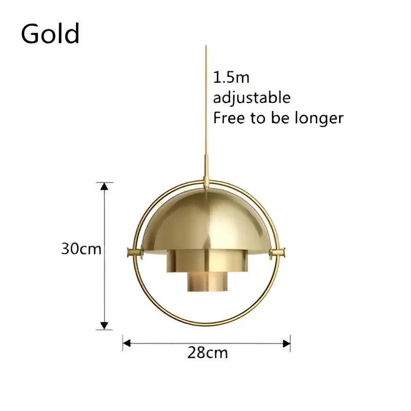 Gold-colored art deco brass flower pendant light with sleek circular design and adjustable 1.5m cord pendant for dining room