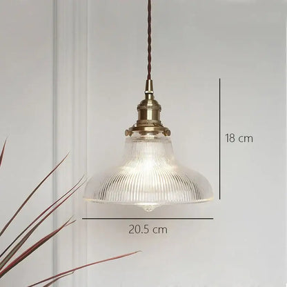 Art deco brass glass retro chandelier featuring a brass-finished fixture and clear ribbed glass shade for dining room decorbites brass glass pendant light