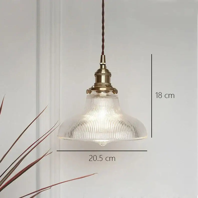Art deco brass glass retro chandelier featuring a brass-finished fixture and clear ribbed glass shade for dining room decorbites brass glass pendant light