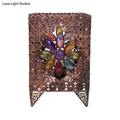 مصباح طاولة مستطيل من النحاس على طراز آرت ديكو: إضاءة عصرية لطاولة جانبية لغرفة المعيشة