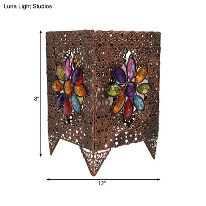 مصباح طاولة مستطيل من النحاس على طراز آرت ديكو: إضاءة عصرية لطاولة جانبية لغرفة المعيشة