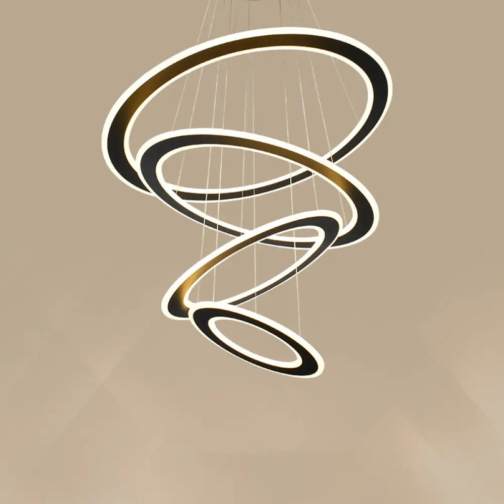 Lámpara de techo circular LED Art Déco en color negro para escalera