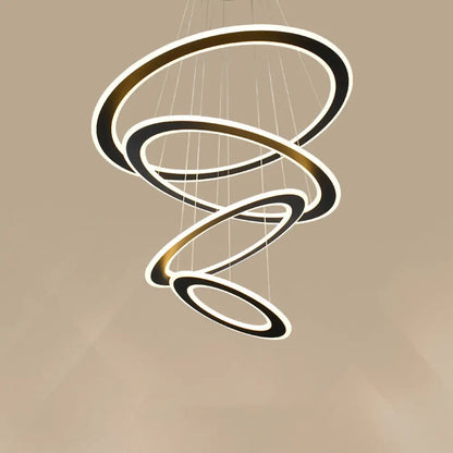 Lámpara de techo circular LED Art Déco en color negro para escalera