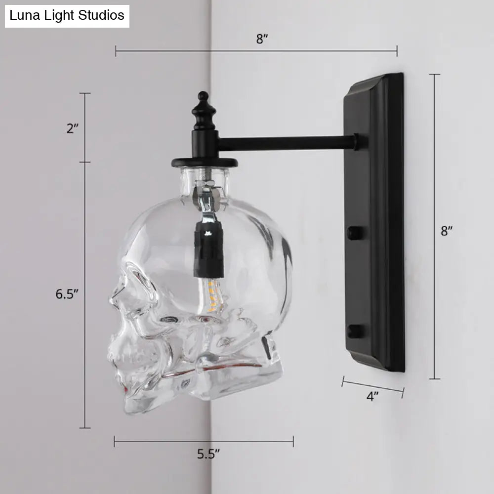 Aplique de pared Art Déco con forma de calavera de cristal transparente para dormitorio