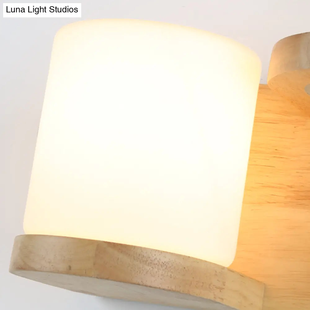 Aplique de pared cúbico de cristal color crema estilo Art Déco con soporte de madera y maceta hidropónica