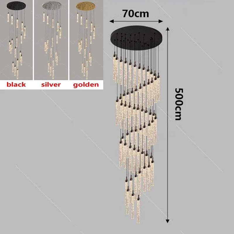 Art Deco Crystal Staircase Pendant Light