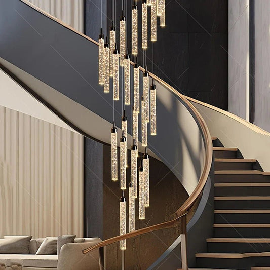 Art Deco Crystal Staircase Pendant Light - Decorbites