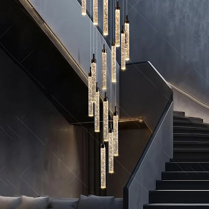 Art Deco Crystal Staircase Pendant Light