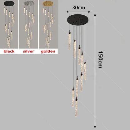 Art Deco Crystal Staircase Pendant Light - Decorbites