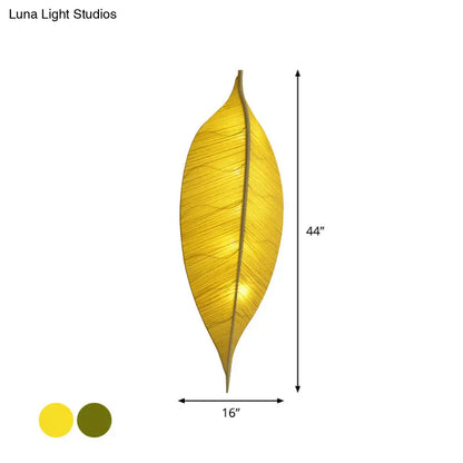 DecorBites™ DecorBites™ Art Deco Fabric Wall Sconce: Leaf Shaped 3-Bulb Bedside Lamp in Yellow/Green