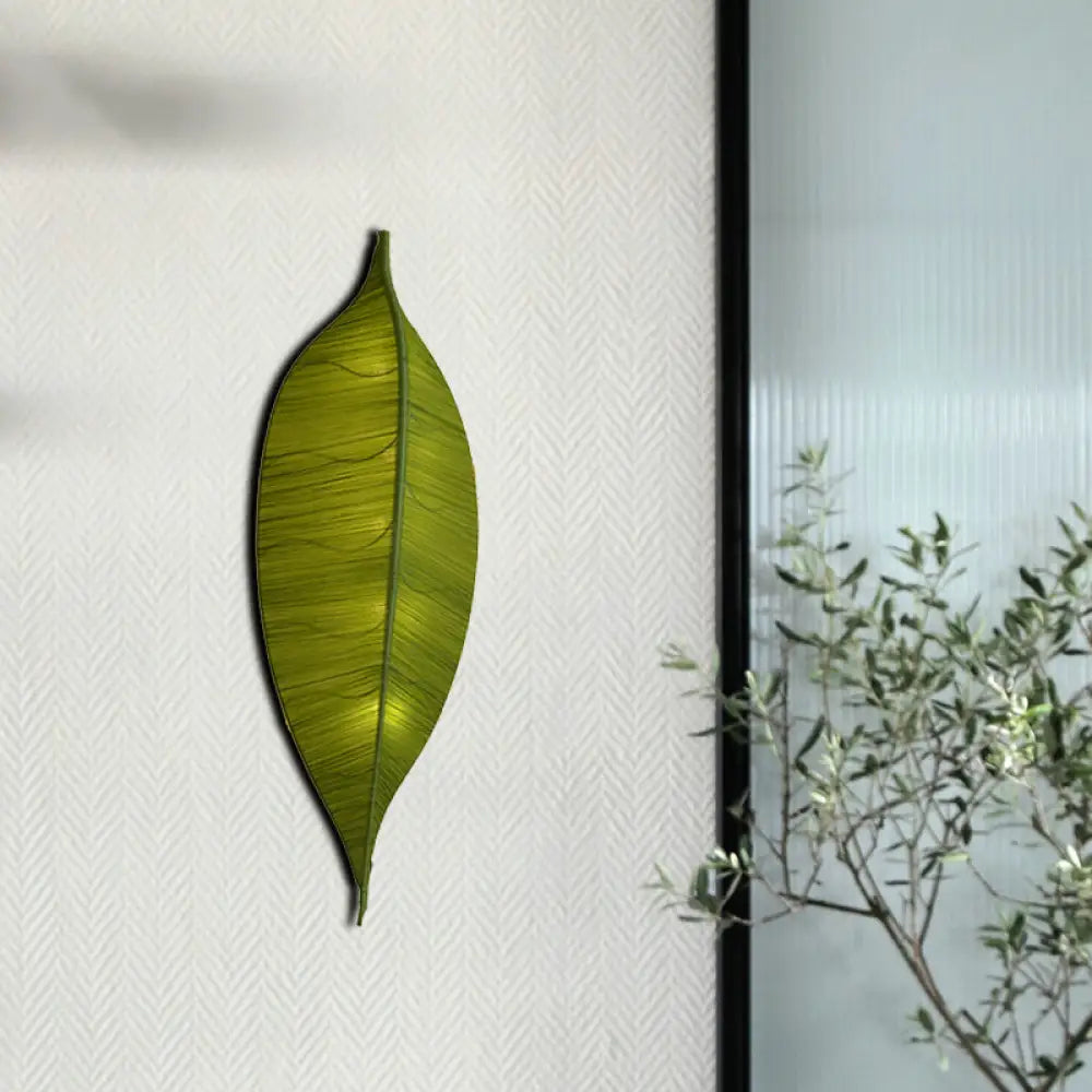 DecorBites™ DecorBites™ Art Deco Fabric Wall Sconce: Leaf Shaped 3-Bulb Bedside Lamp in Yellow/Green