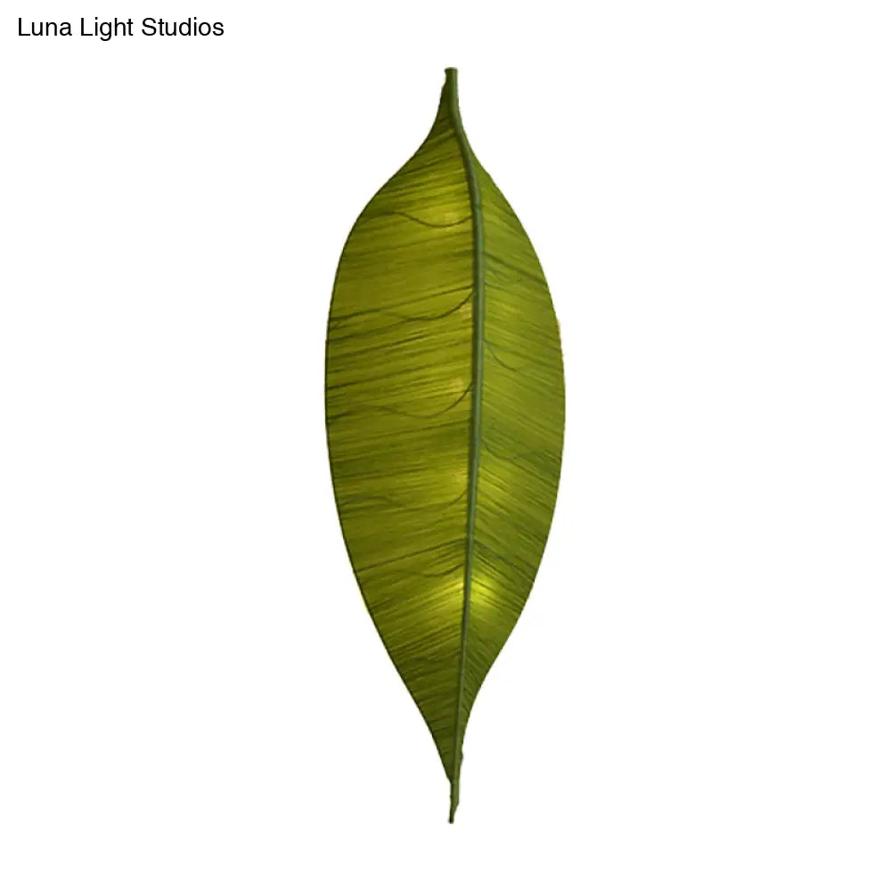 DecorBites™ DecorBites™ Art Deco Fabric Wall Sconce: Leaf Shaped 3-Bulb Bedside Lamp in Yellow/Green