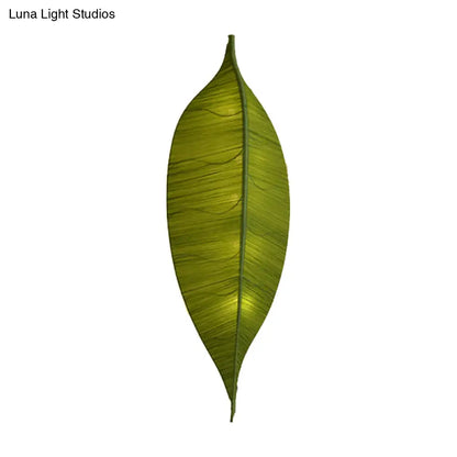 DecorBites™ DecorBites™ Art Deco Fabric Wall Sconce: Leaf Shaped 3-Bulb Bedside Lamp in Yellow/Green