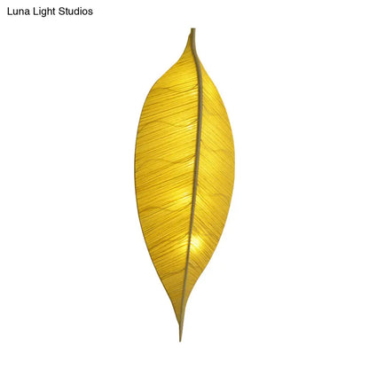 DecorBites™ DecorBites™ Art Deco Fabric Wall Sconce: Leaf Shaped 3-Bulb Bedside Lamp in Yellow/Green