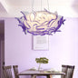 Art Deco Flower Pendant Light with 1 Acrylic Pink/Orange/Blue Shade for Dining Room Ceiling